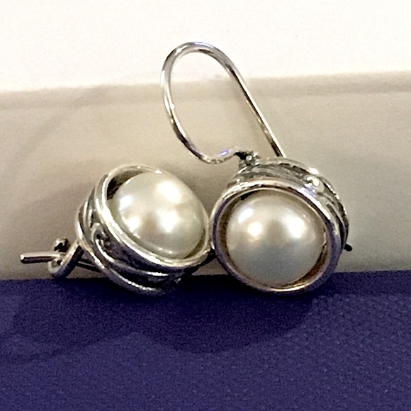 SILPADA Modern Fairytale Sterling Silver 925 Pearl Drop Earrings - Picture 10 of 12